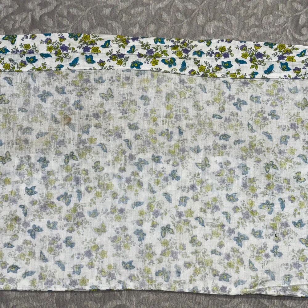 Vintage Floral Butterfly Half Apron Yellow Purple Teal Handmade‎ Pockets